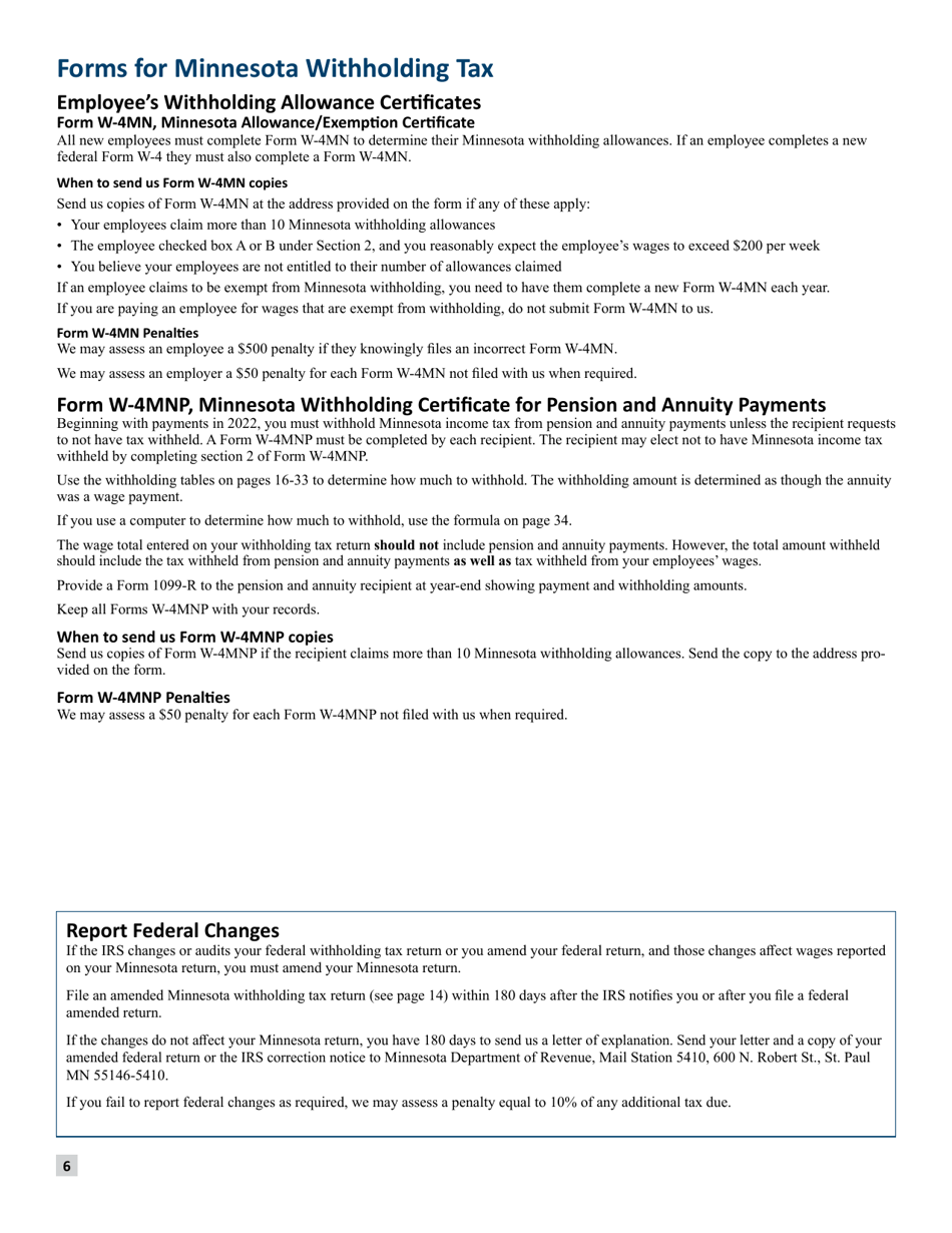 Minnesota Income Tax Withholding Instruction Booklet - Minnesota, Page 6