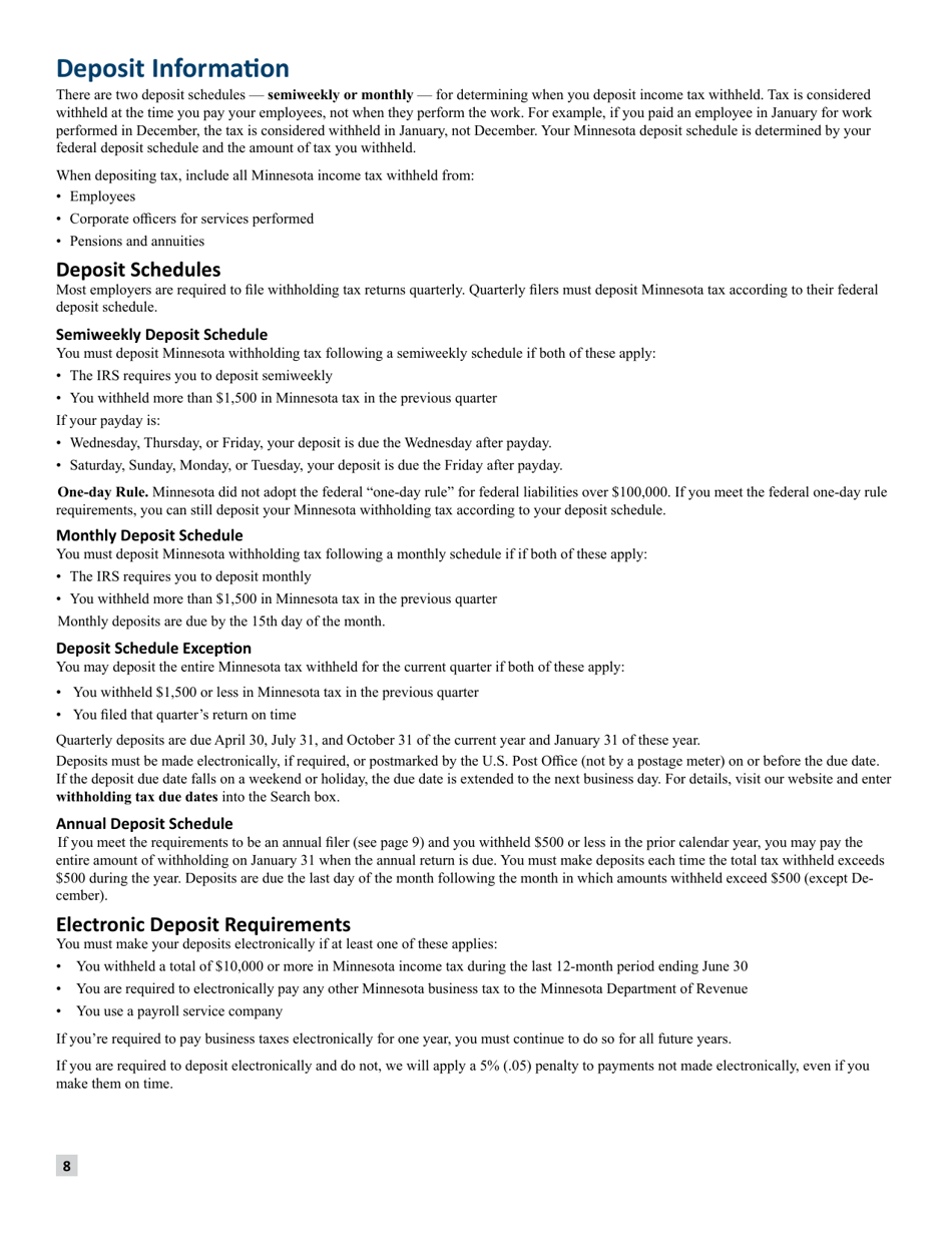 Minnesota Income Tax Withholding Instruction Booklet - Minnesota, Page 8