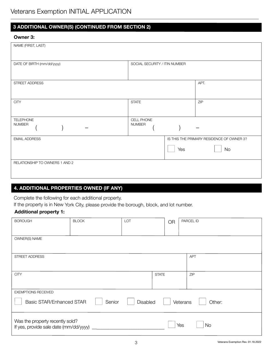 Veterans Exemption Initial Application - New York City, Page 6