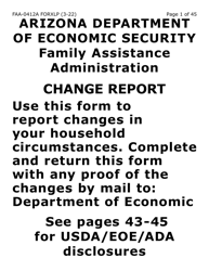 Form FAA-0412A-XLP Change Report (Extra Large Print) - Arizona