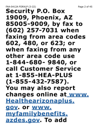 Form FAA-0412A-XLP Change Report (Extra Large Print) - Arizona, Page 2