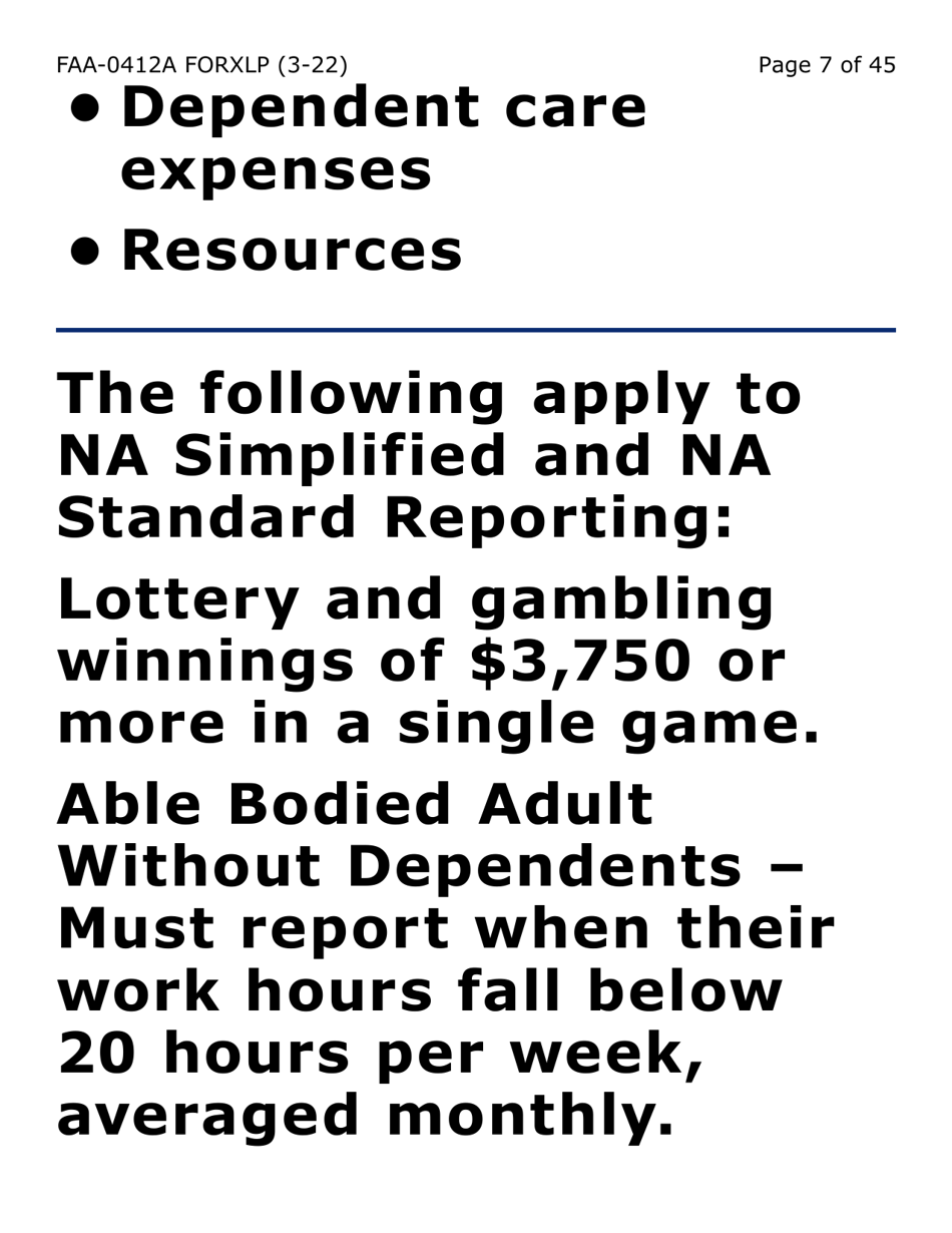 Form FAA-0412A-XLP Change Report (Extra Large Print) - Arizona, Page 7