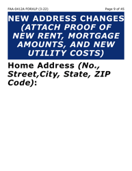 Form FAA-0412A-XLP Change Report (Extra Large Print) - Arizona, Page 9