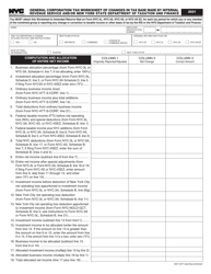 General Corporation Tax Worksheet of Changes in Tax Base Made by Internal Revenue Service and/or New York State Department of Taxation and Finance - New York City