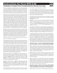 Instructions for Form NYC-2.5A Computation of Receipts Factor - New York City