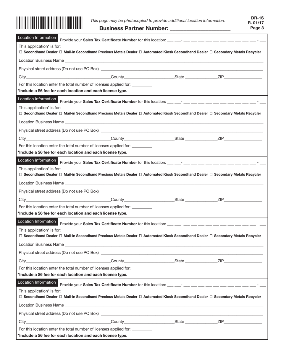 Form DR-1S Registration Application for Secondhand Dealers and Secondary Metals Recyclers - Florida, Page 5