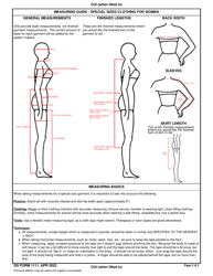 DD Form 1111 Armed Forces Measurement Blank - Special Sized Clothing for Women, Page 2