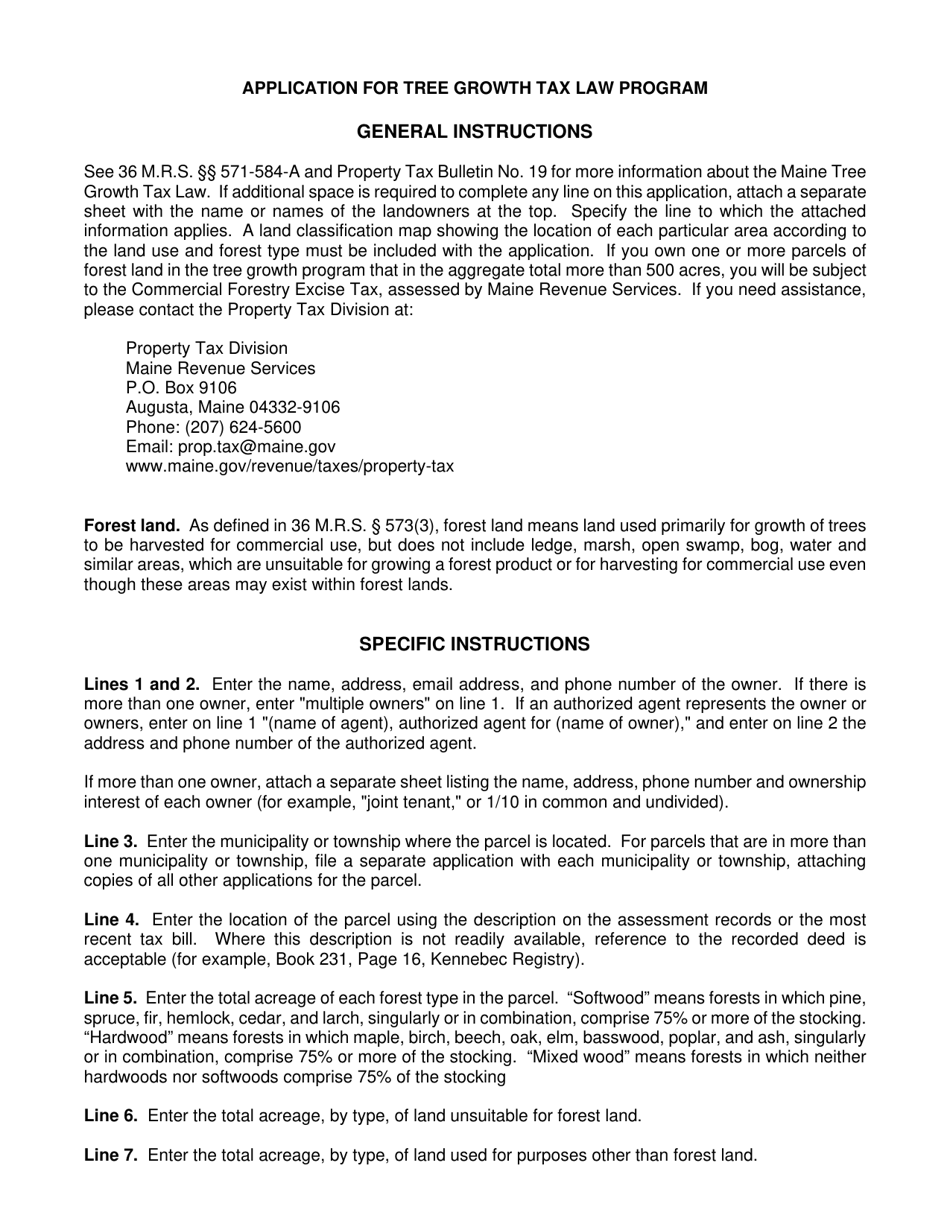 Application for Tree Growth Tax Law Program - Maine, Page 3