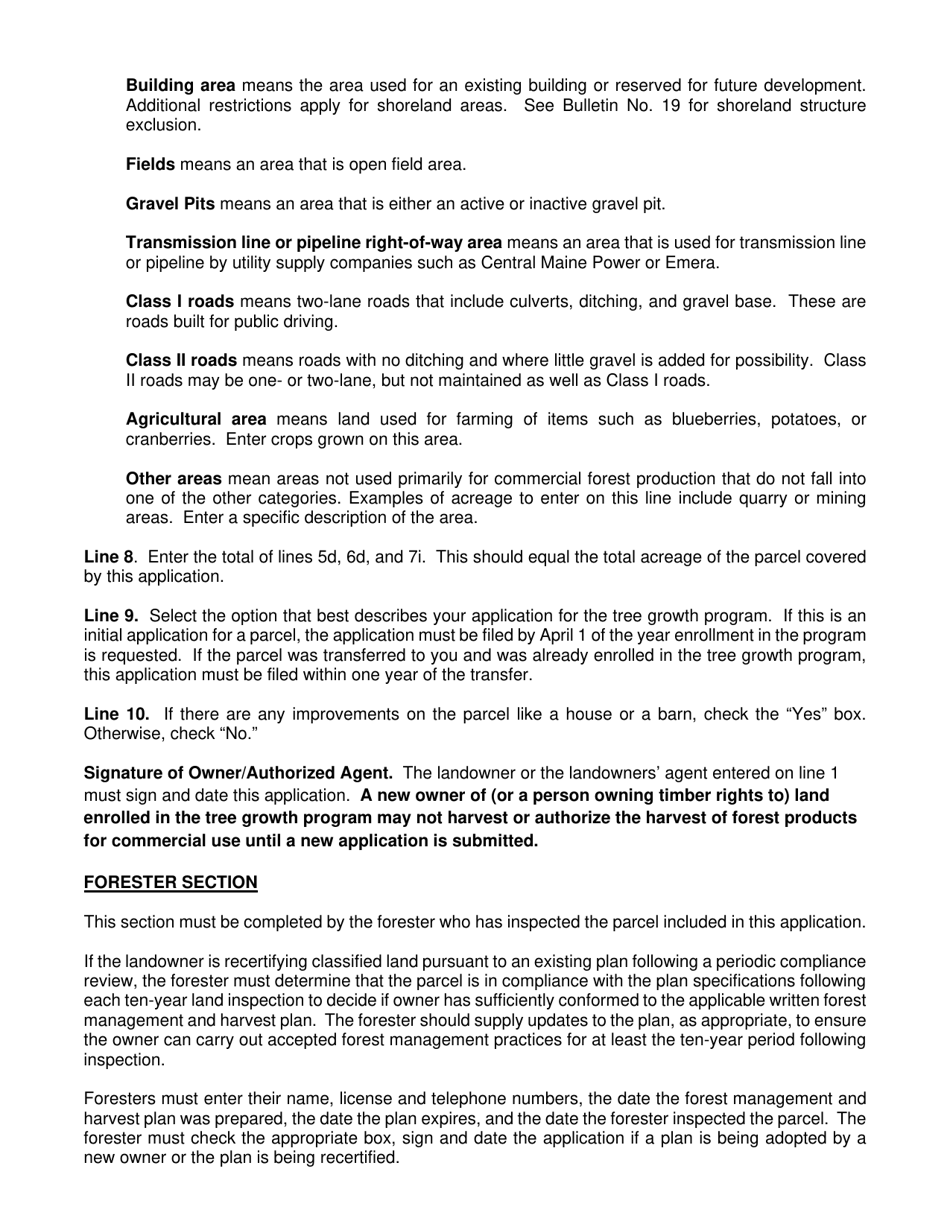 Application for Tree Growth Tax Law Program - Maine, Page 4