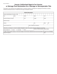 Form DR2410 Insurer, Authorized Agent of an Insurer, or Salvage Pool Declaration for a Salvage or Nonrepairable Title - Colorado, Page 2