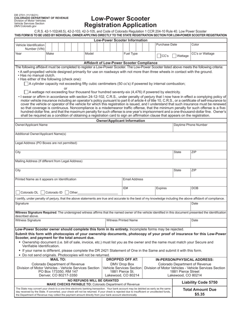 Form DR2701  Printable Pdf