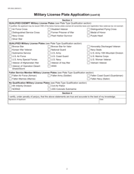 Form DR2002 Military License Plate Application - Colorado, Page 2