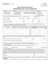 Form DR2109 &quot;Dealer/Wholesale License Application&quot; - Colorado
