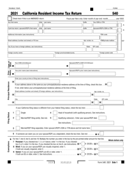 Form 540 &quot;California Resident Income Tax Return&quot; - California, 2021