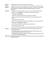 APHIS Form 7003A Application for License - Animal Care, Page 3
