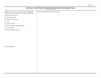 APHIS Form 7093 Contingency Planning Program Application, Page 2