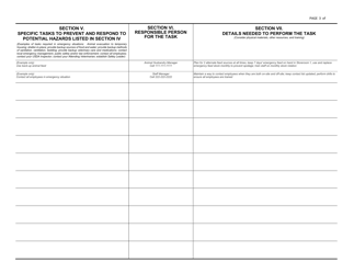 APHIS Form 7093 Contingency Planning Program Application, Page 3