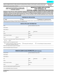 VS Form 1-64 &quot;Manufacturer Application for Approval of Official Animal Identification Devices&quot;
