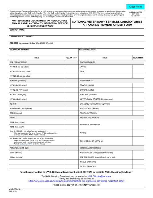 VS Form 4-12  Printable Pdf
