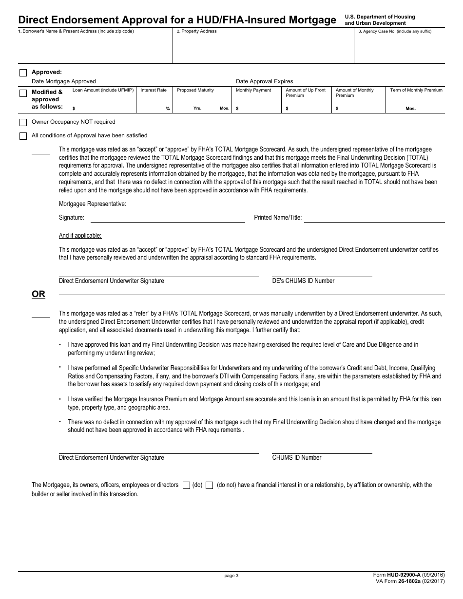 VA Form 26-1802A (HUD-92900-A) Hud / VA Addendum to Uniform Residential Loan Application, Page 3