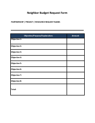 Document preview: Neighbor Budget Request Form