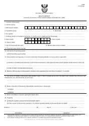 Form J294 &quot;Death Notice&quot; - South Africa