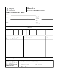 &quot;Occupational Health Committee Minutes Form&quot; - Saskatchewan, Canada