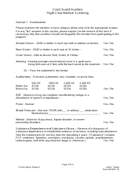 Form ANSC7042A Flight Crew Medical Screening Form, Page 2