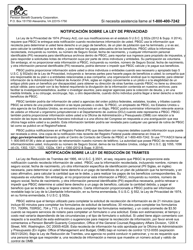 PBGC Formulario SP701 Formulario De Informacion Del Destinatario Del Pago (Spanish)