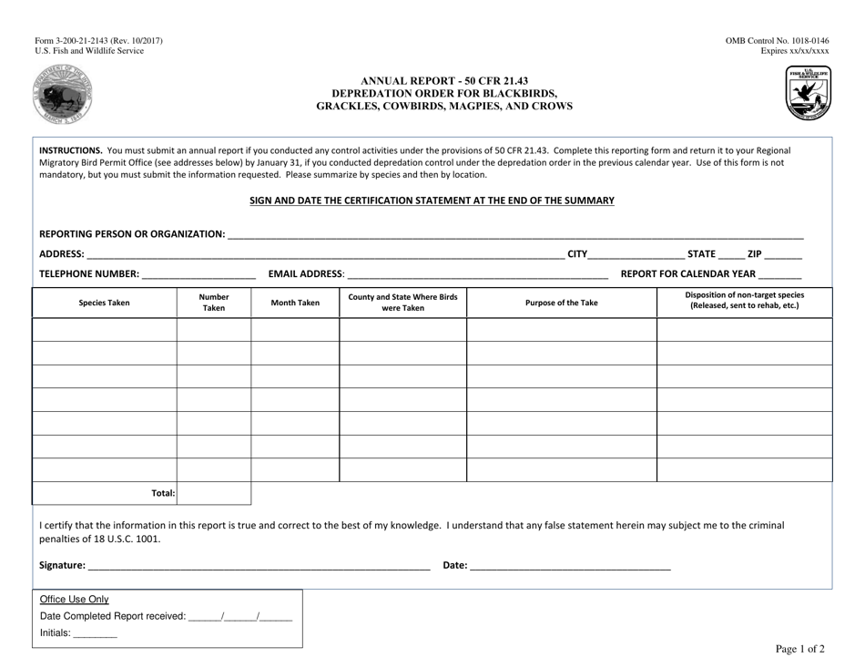 FWS Form 3-200-21-2143 - Fill Out, Sign Online and Download Fillable ...