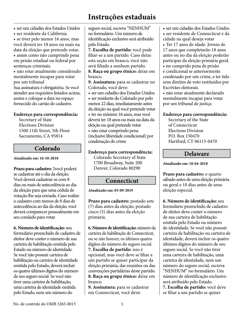 National Mail Voter Registration Form (English / Portuguese), Page 10