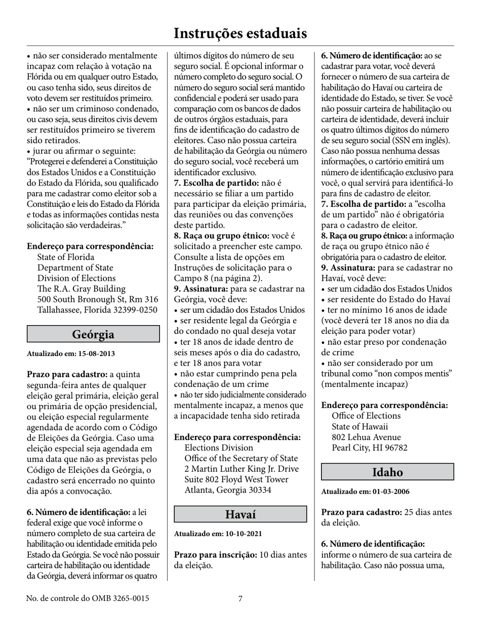 National Mail Voter Registration Form (English / Portuguese), Page 12