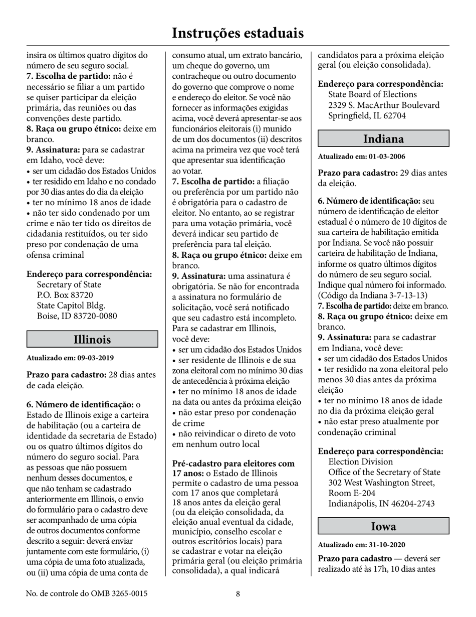 National Mail Voter Registration Form (English / Portuguese), Page 13