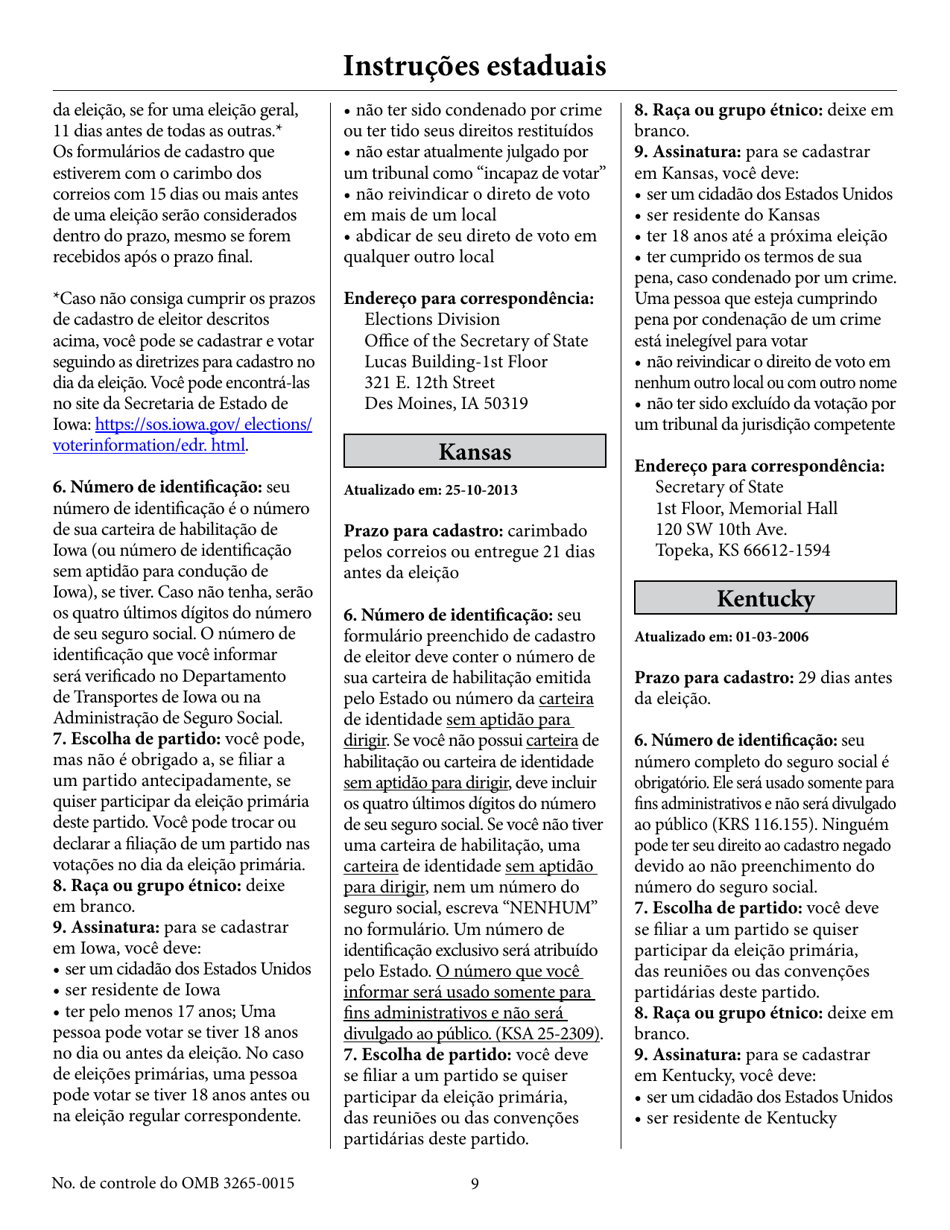 National Mail Voter Registration Form (English / Portuguese), Page 14