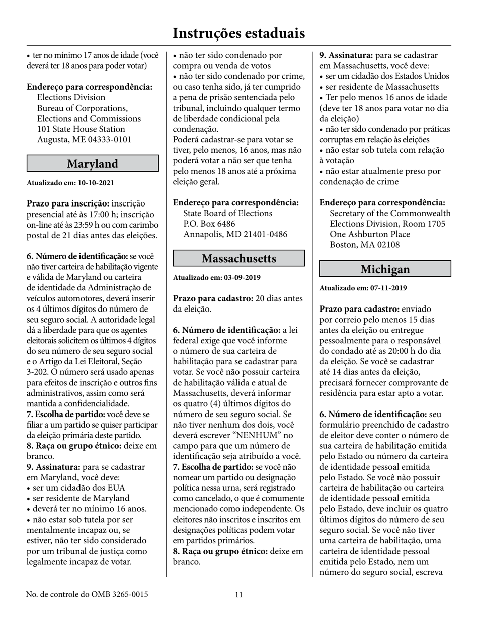 National Mail Voter Registration Form (English / Portuguese), Page 16