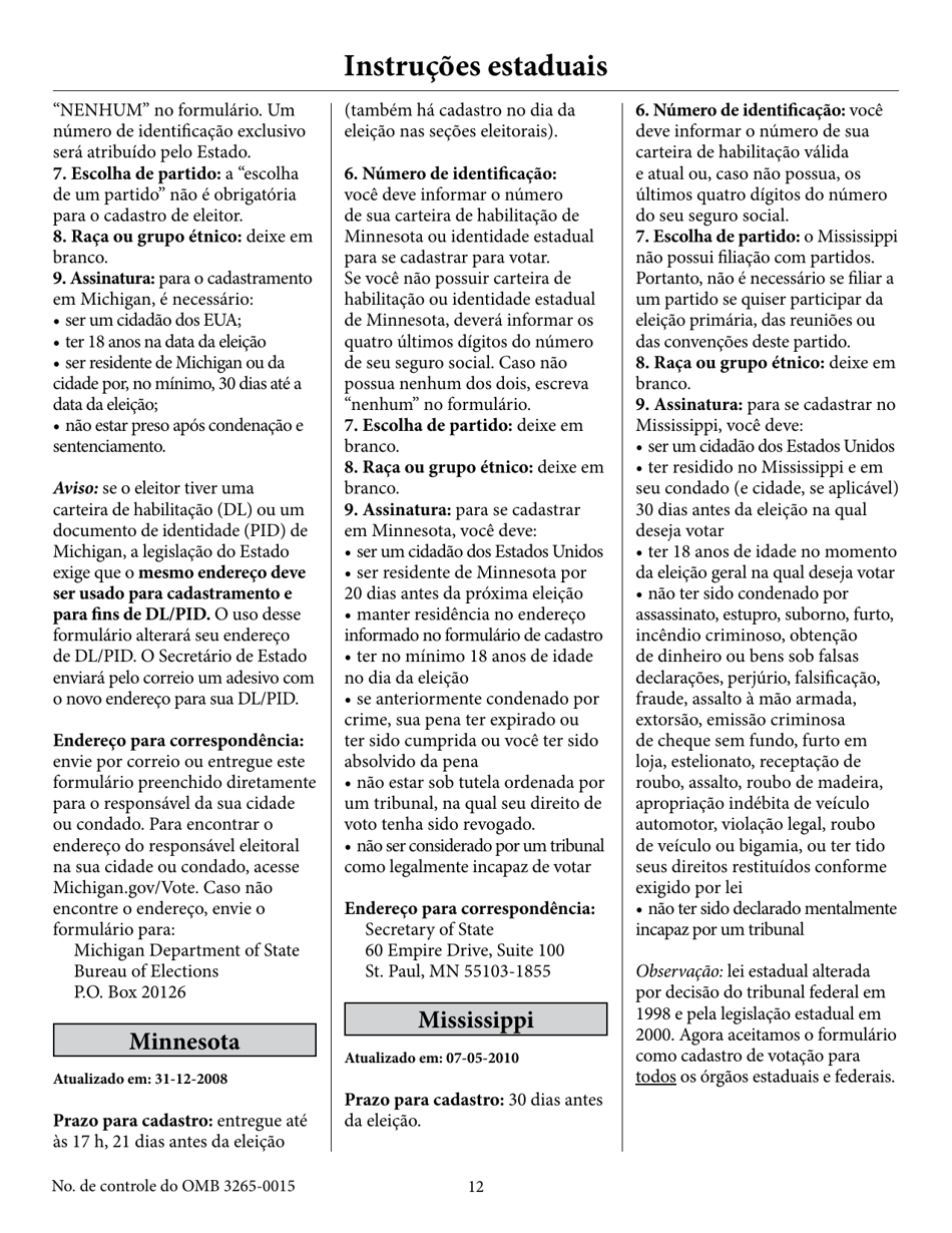 National Mail Voter Registration Form (English / Portuguese), Page 17