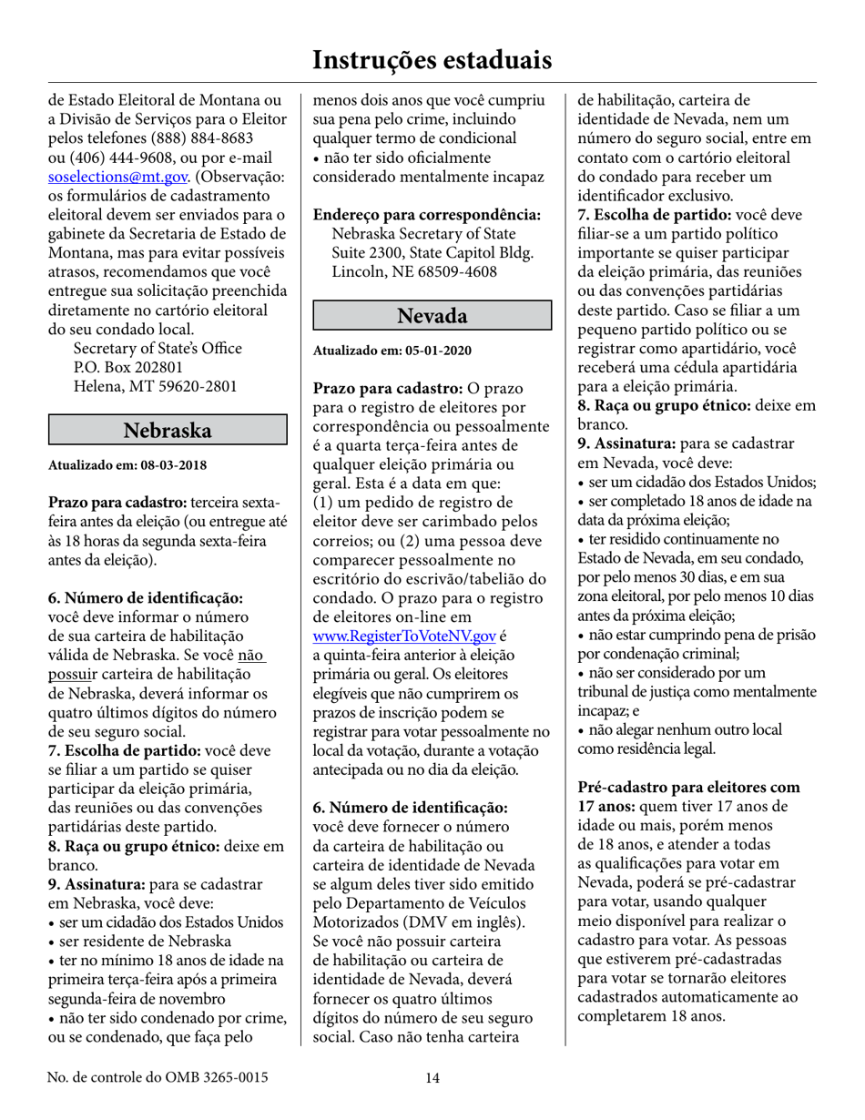 National Mail Voter Registration Form (English / Portuguese), Page 19
