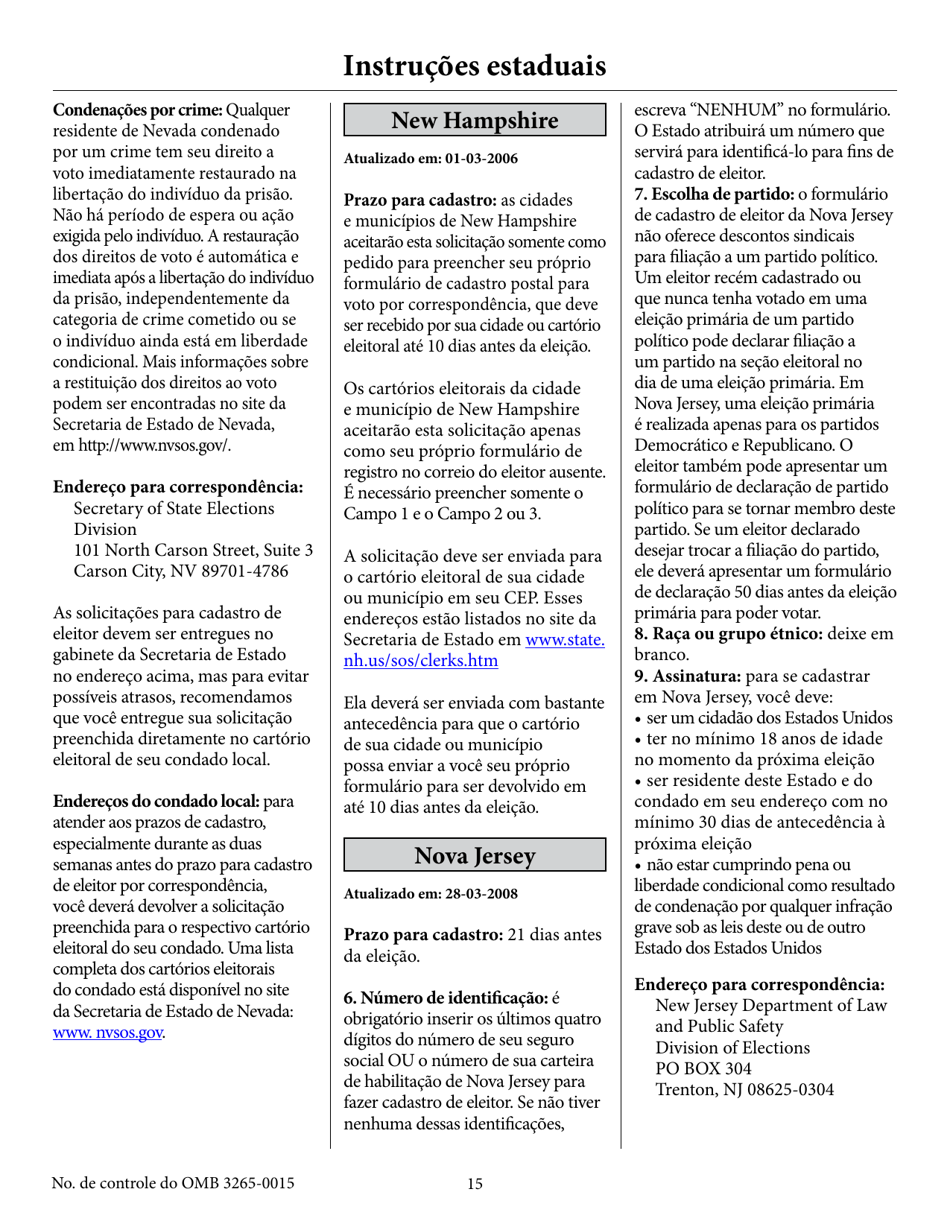 National Mail Voter Registration Form (English / Portuguese), Page 20