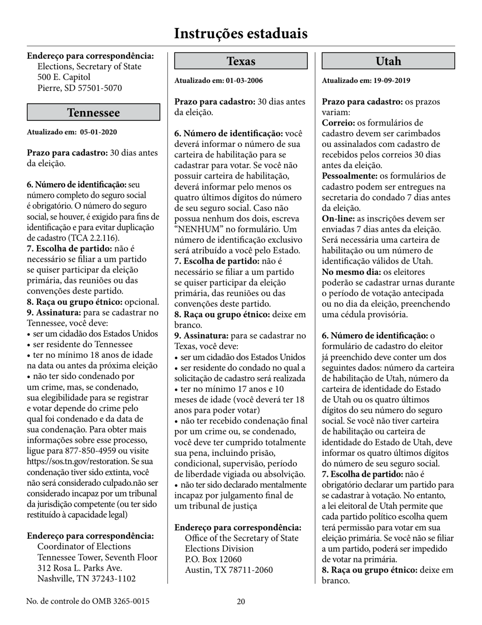 National Mail Voter Registration Form (English / Portuguese), Page 25