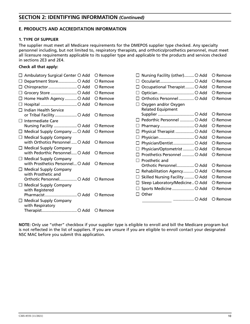 Form CMS-855S Medicare Enrollment Application - Durable Medical Equipment, Prosthetics, Orthotics, and Supplies (Dmepos) Suppliers, Page 11