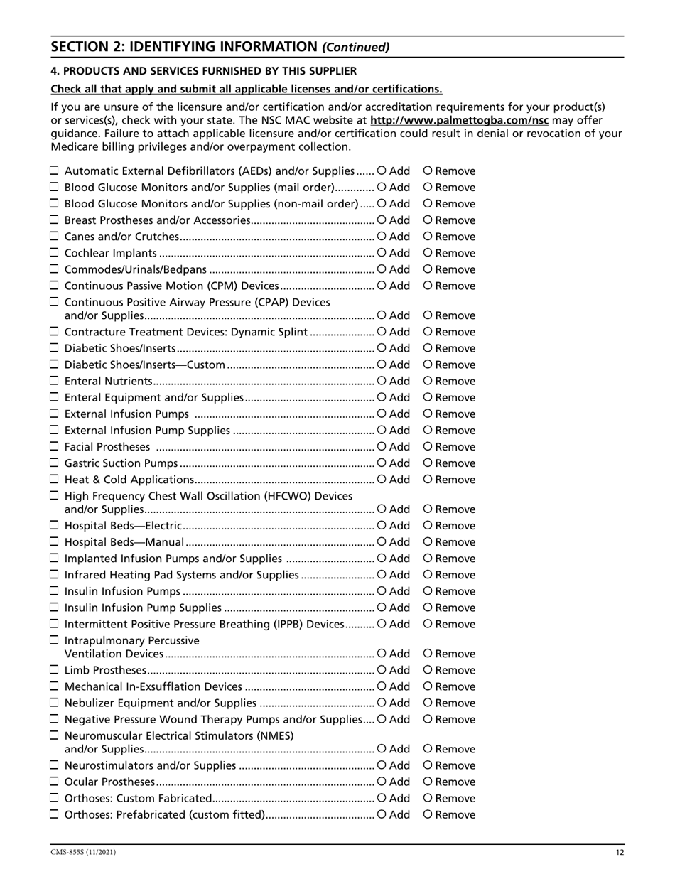 Form CMS-855S Medicare Enrollment Application - Durable Medical Equipment, Prosthetics, Orthotics, and Supplies (Dmepos) Suppliers, Page 13
