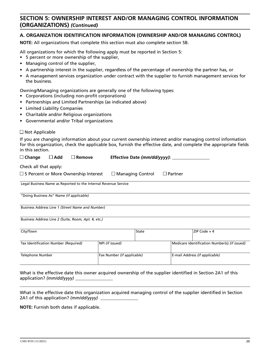 Form CMS-855S Medicare Enrollment Application - Durable Medical Equipment, Prosthetics, Orthotics, and Supplies (Dmepos) Suppliers, Page 21