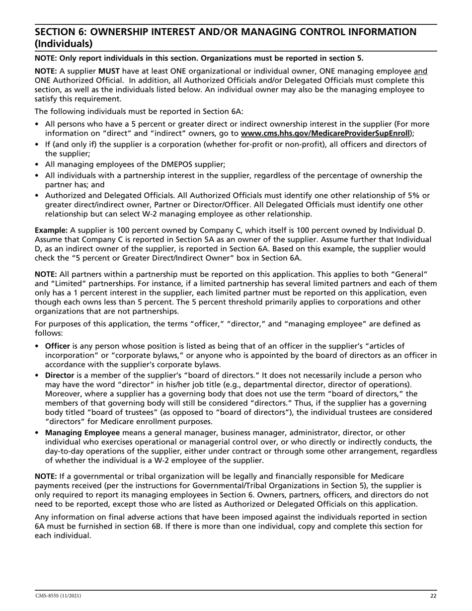 Form CMS-855S Medicare Enrollment Application - Durable Medical Equipment, Prosthetics, Orthotics, and Supplies (Dmepos) Suppliers, Page 23
