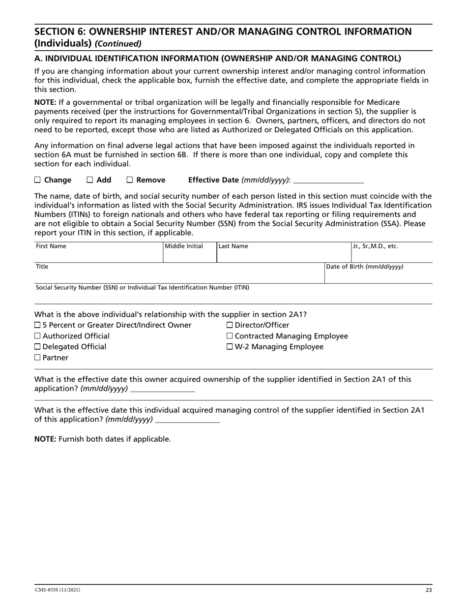 Form CMS-855S Medicare Enrollment Application - Durable Medical Equipment, Prosthetics, Orthotics, and Supplies (Dmepos) Suppliers, Page 24