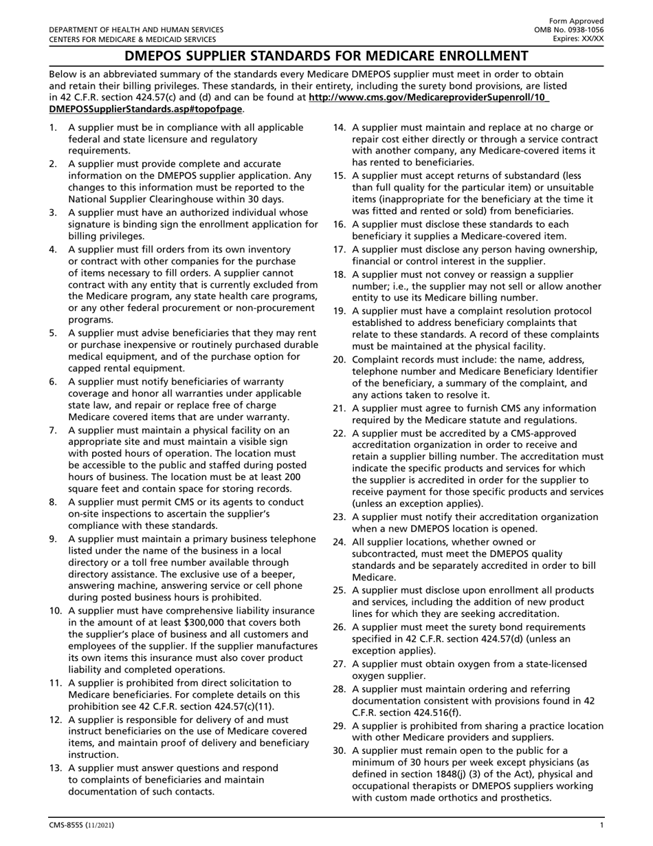 Form CMS-855S Medicare Enrollment Application - Durable Medical Equipment, Prosthetics, Orthotics, and Supplies (Dmepos) Suppliers, Page 2