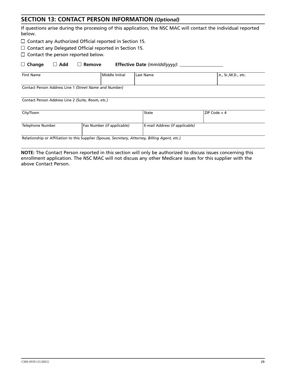 Form CMS-855S Medicare Enrollment Application - Durable Medical Equipment, Prosthetics, Orthotics, and Supplies (Dmepos) Suppliers, Page 30