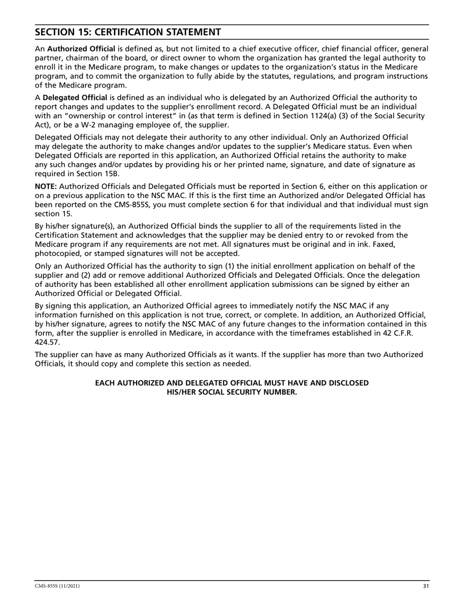 Form CMS-855S Medicare Enrollment Application - Durable Medical Equipment, Prosthetics, Orthotics, and Supplies (Dmepos) Suppliers, Page 32
