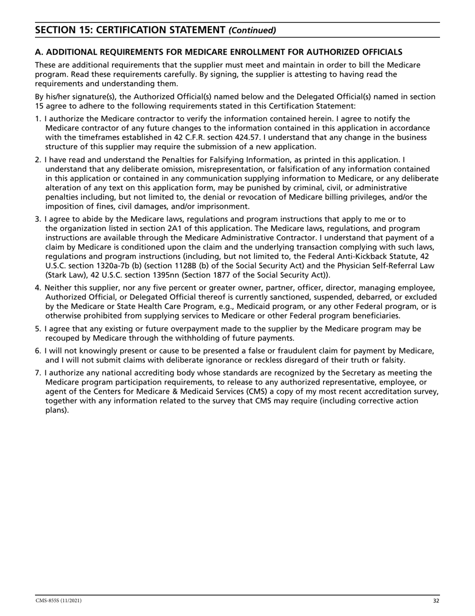 Form CMS-855S Medicare Enrollment Application - Durable Medical Equipment, Prosthetics, Orthotics, and Supplies (Dmepos) Suppliers, Page 33