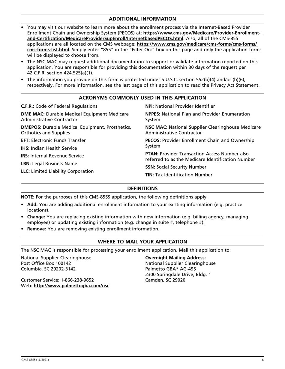 Form CMS-855S Medicare Enrollment Application - Durable Medical Equipment, Prosthetics, Orthotics, and Supplies (Dmepos) Suppliers, Page 5