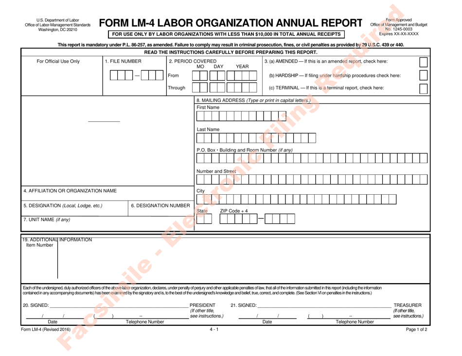 Form LM4 Fill Out, Sign Online and Download Printable PDF